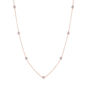 Large Serpentine Station Necklace with Hexagon Bezel Set Diamonds