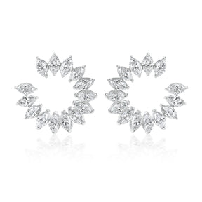 Climbing Ivy Front-to-Back Hoops in White Gold with Marquise Diamonds