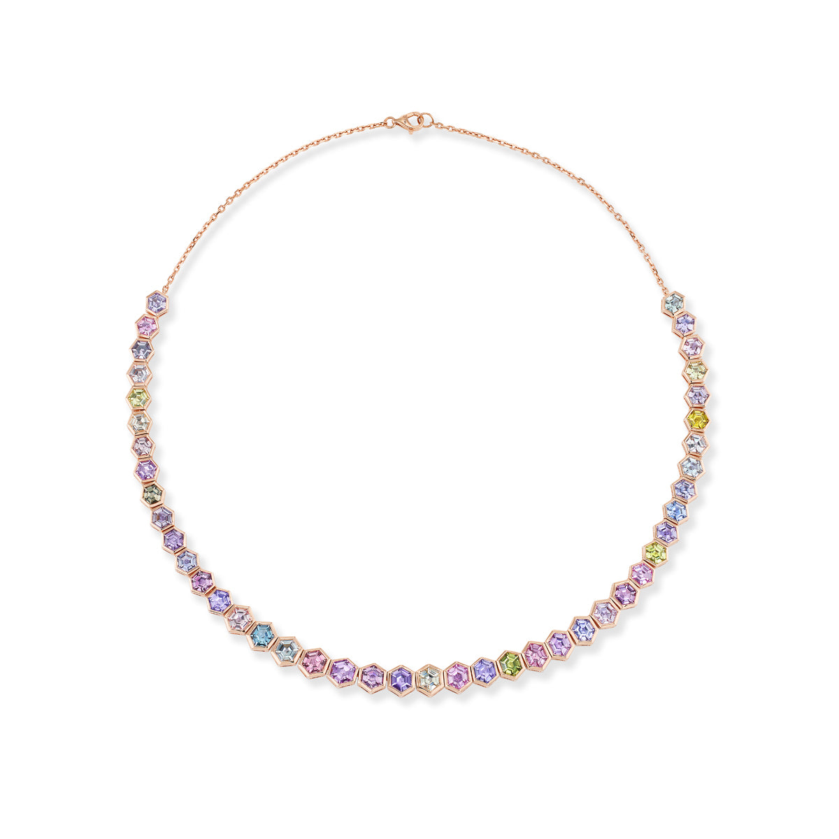 Hexagonal Sapphire Spectrum Collar Necklace