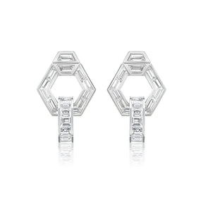 Chrysler Interlocking Hexagon Earrings with Baguette Diamonds