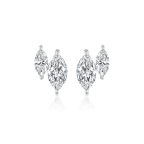 Duo Studs in White Gold with Marquise Diamonds