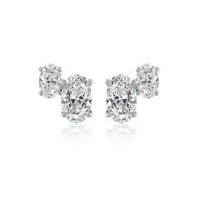 Duo Studs in White Gold with Oval Diamonds