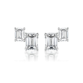 Duo Studs in White Gold with Emerald Cut Diamonds