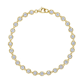 Milgrain Hexagon Bezel Set Garland Bracelet