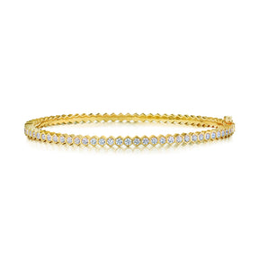 Hexagon Bezel Set Diamond Bangle