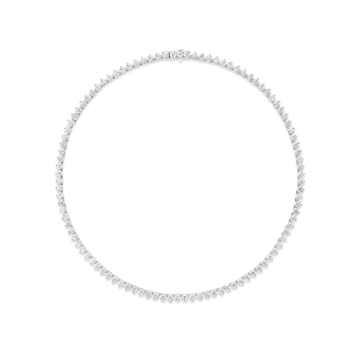 Martini Prong Round Diamond Tennis Necklace in White Gold