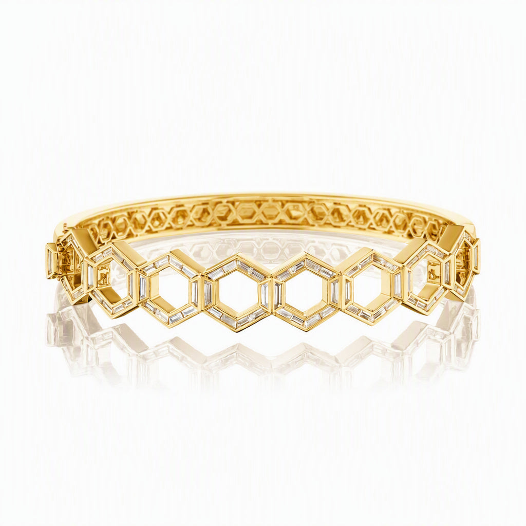 Chrysler Hexagon Bangle with Baguette Diamonds