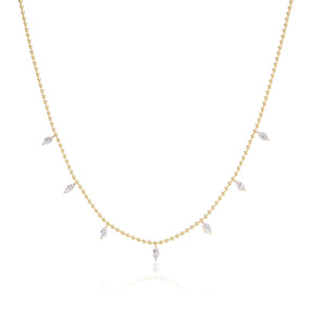 Spike Ball Chain Necklace with Marquise Diamonds