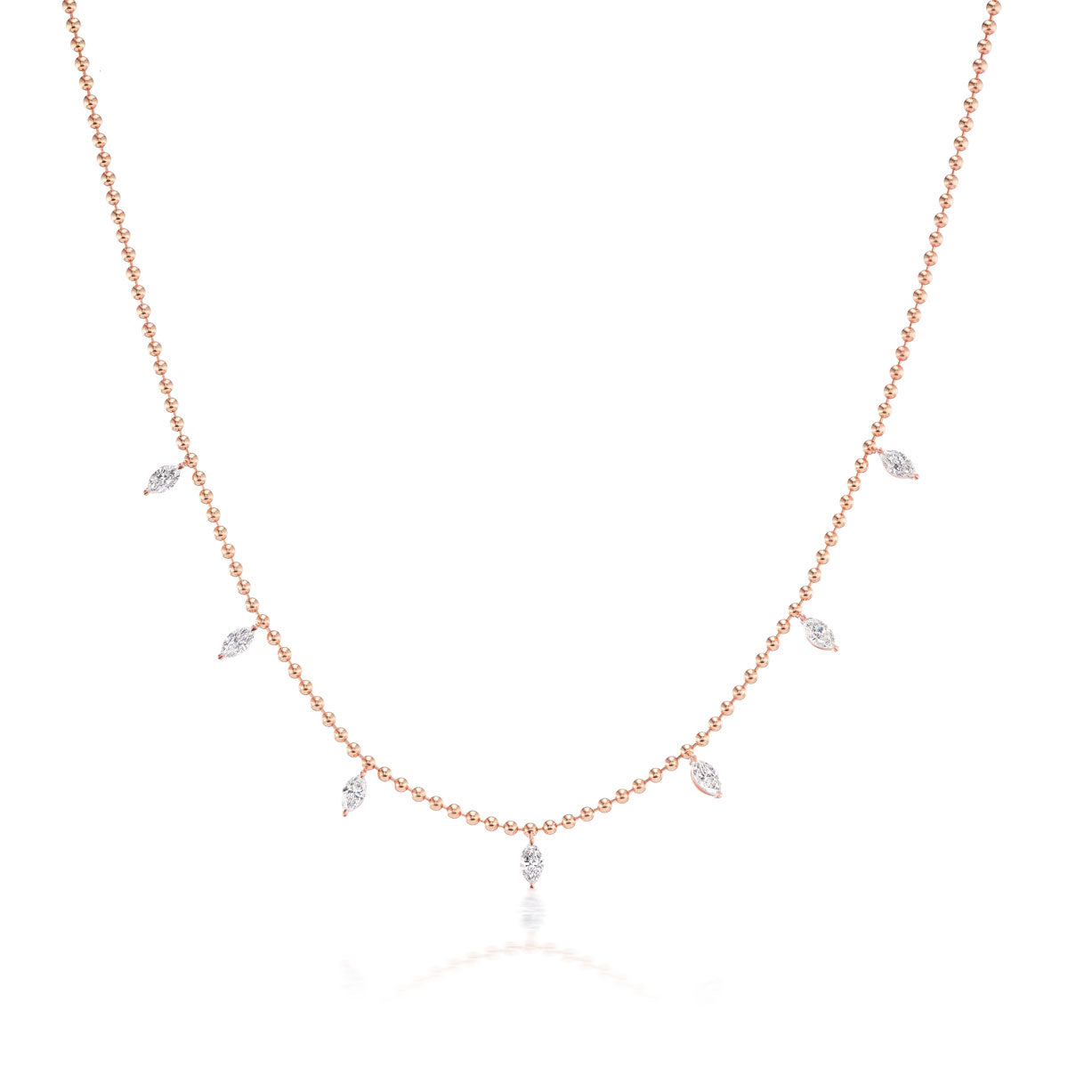 Spike Ball Chain Necklace with Marquise Diamonds