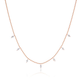 Spike Ball Chain Necklace with Marquise Diamonds