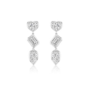 Bezel Set Mixed Shape Diamond Drop Earrings
