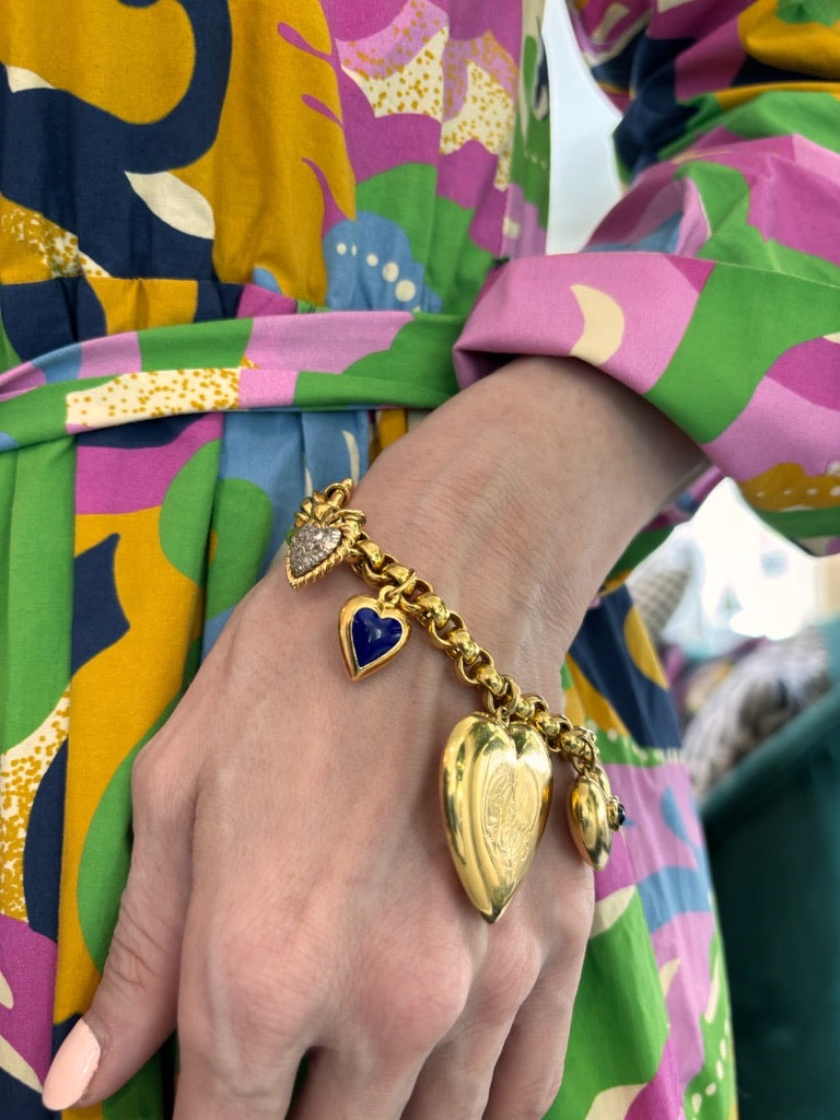 Gold, Colored Stone and Diamond Charm Bracelet