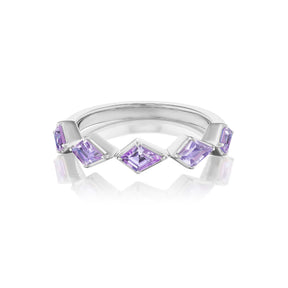 Chasing Kites Purple Sapphire Half Eternity Band in Rhodium