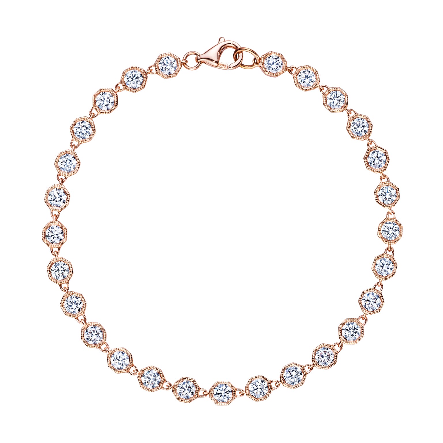 Milgrain Hexagon Bezel Set Garland Bracelet