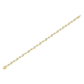 Marquise and Round Diamond Linked Tennis Bracelet in Yellow Gold