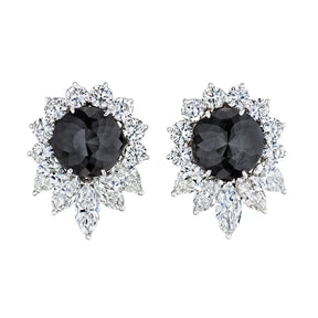 Pair of Black Diamond and Diamond Earclips