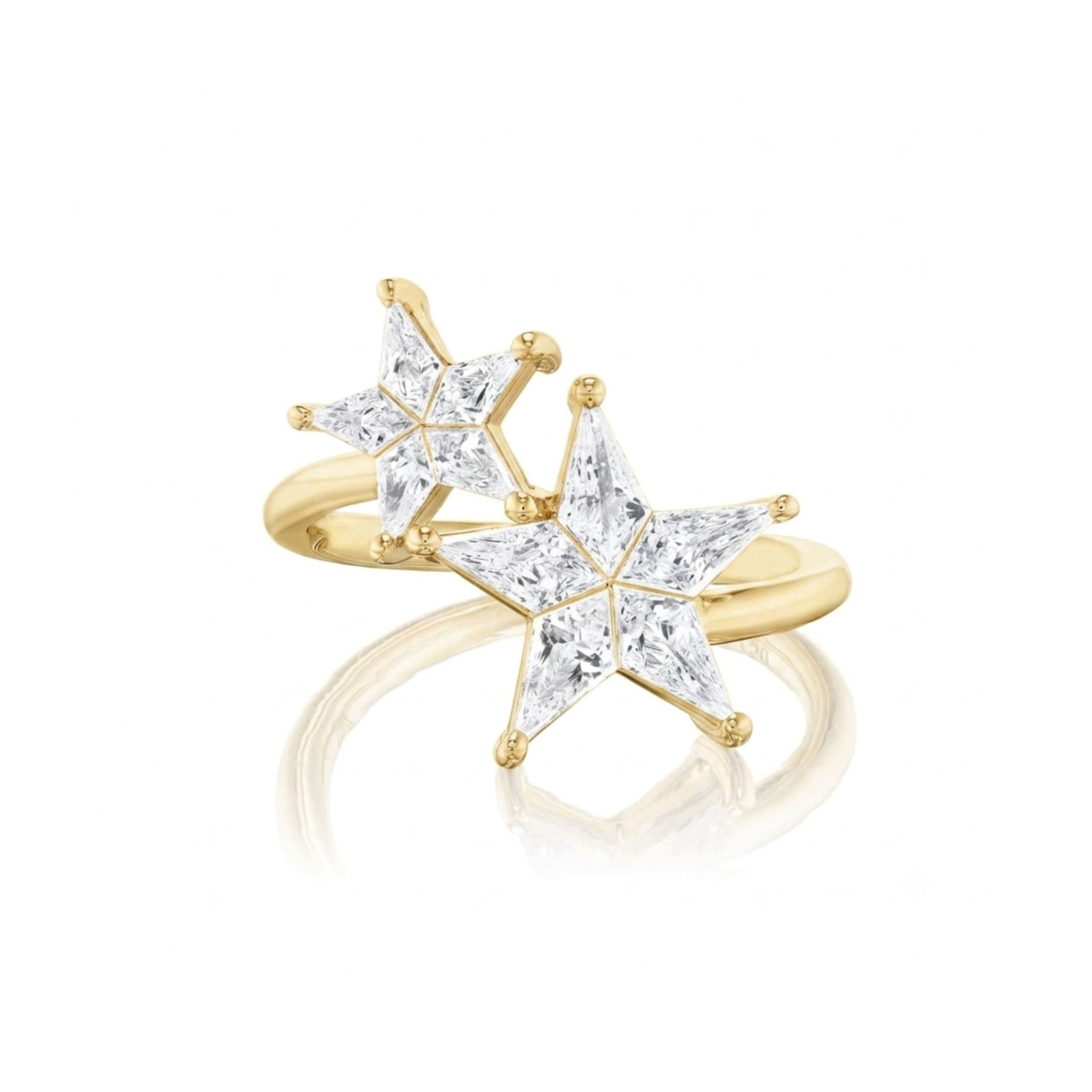 Celestial Shooting Stars Wraparound Ring with Kite Diamonds