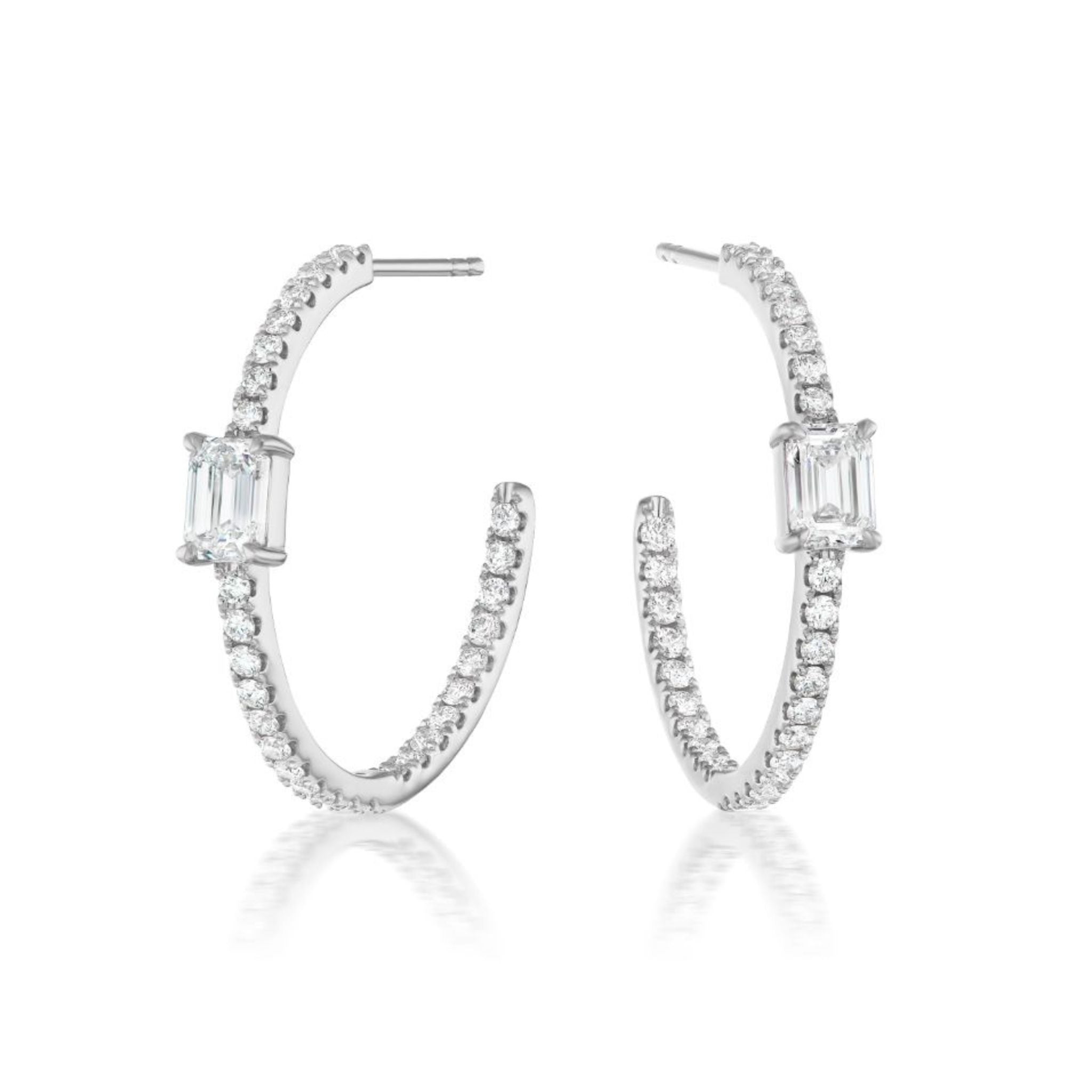 Pavé Hoop with Emerald Cut Diamonds