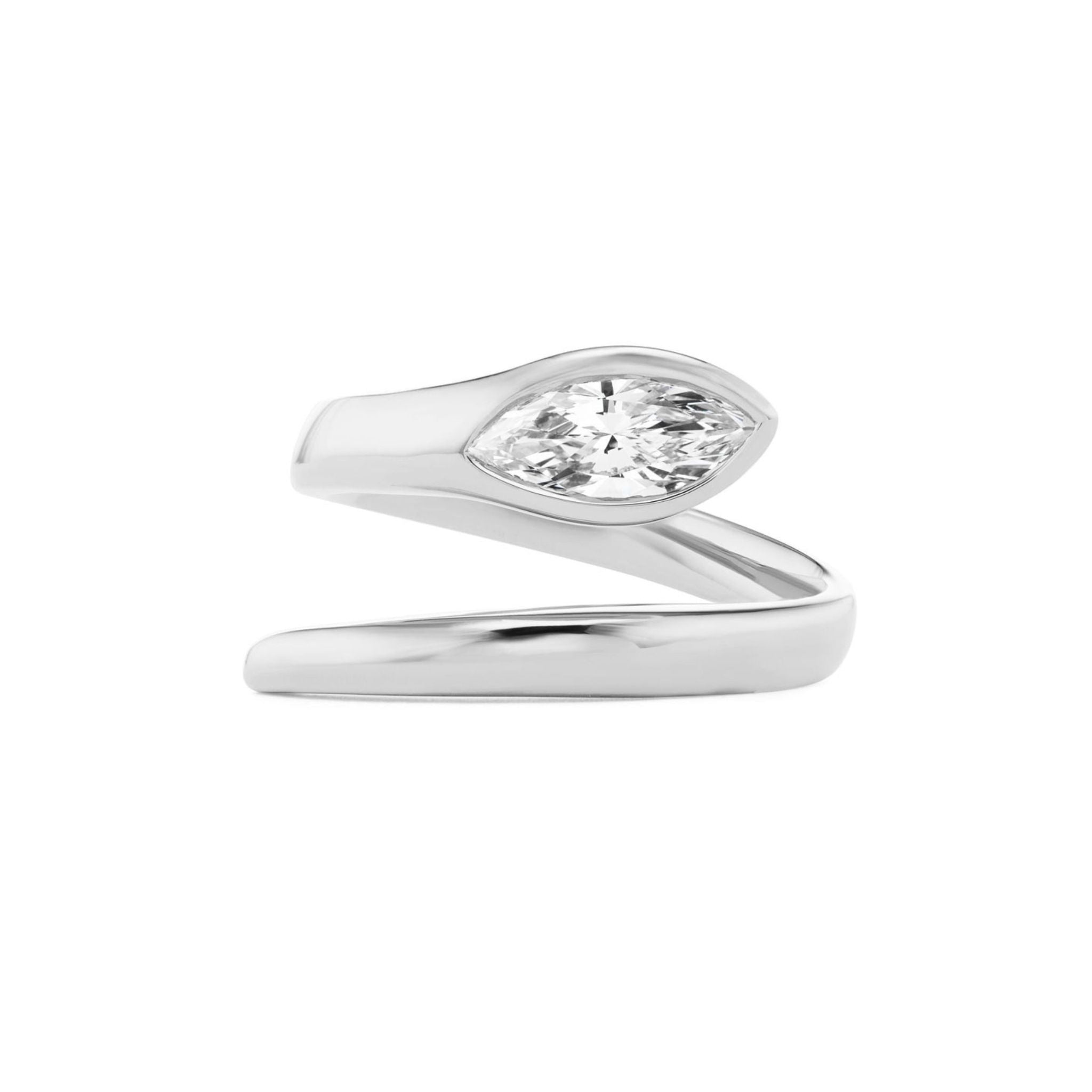 Serpent Wraparound Ring with Marquise Diamond