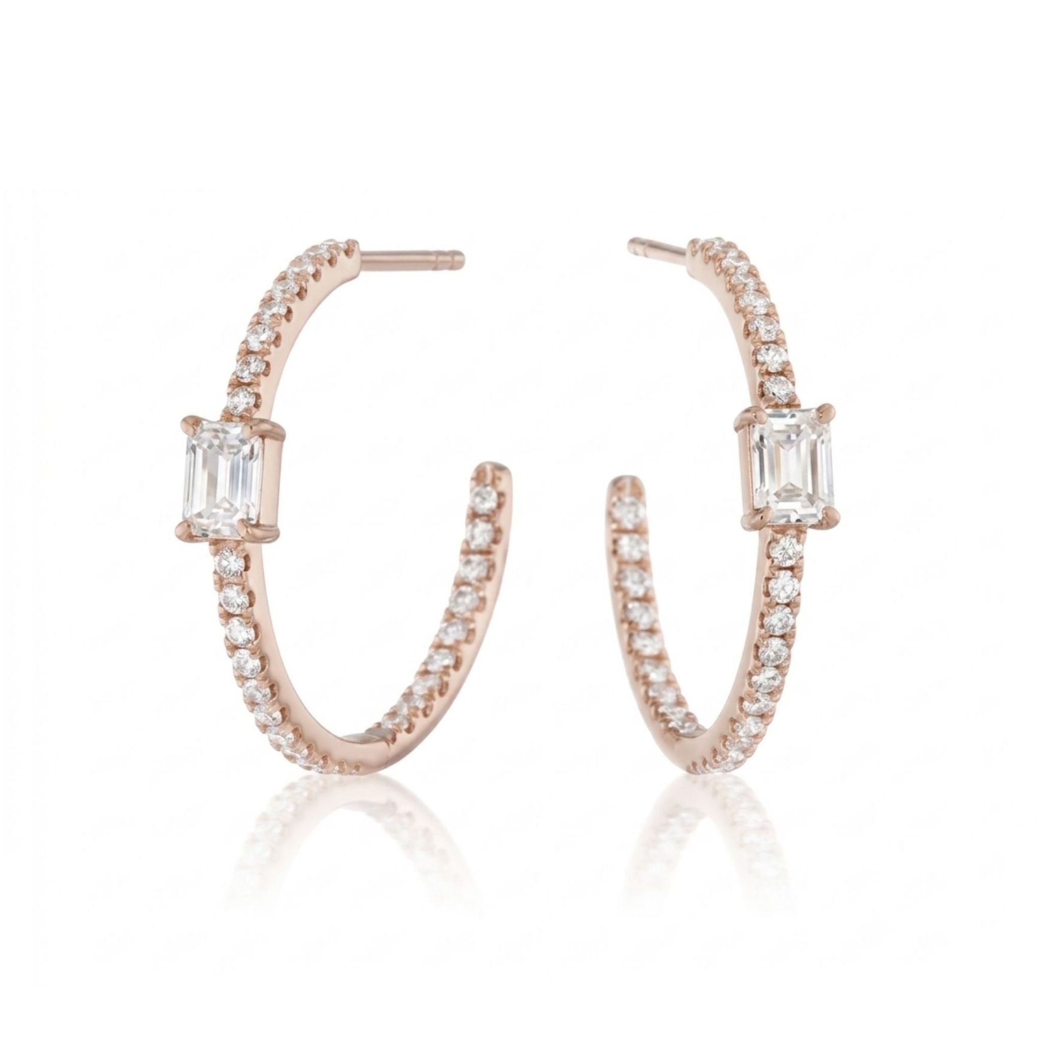 Pavé Hoop with Emerald Cut Diamonds