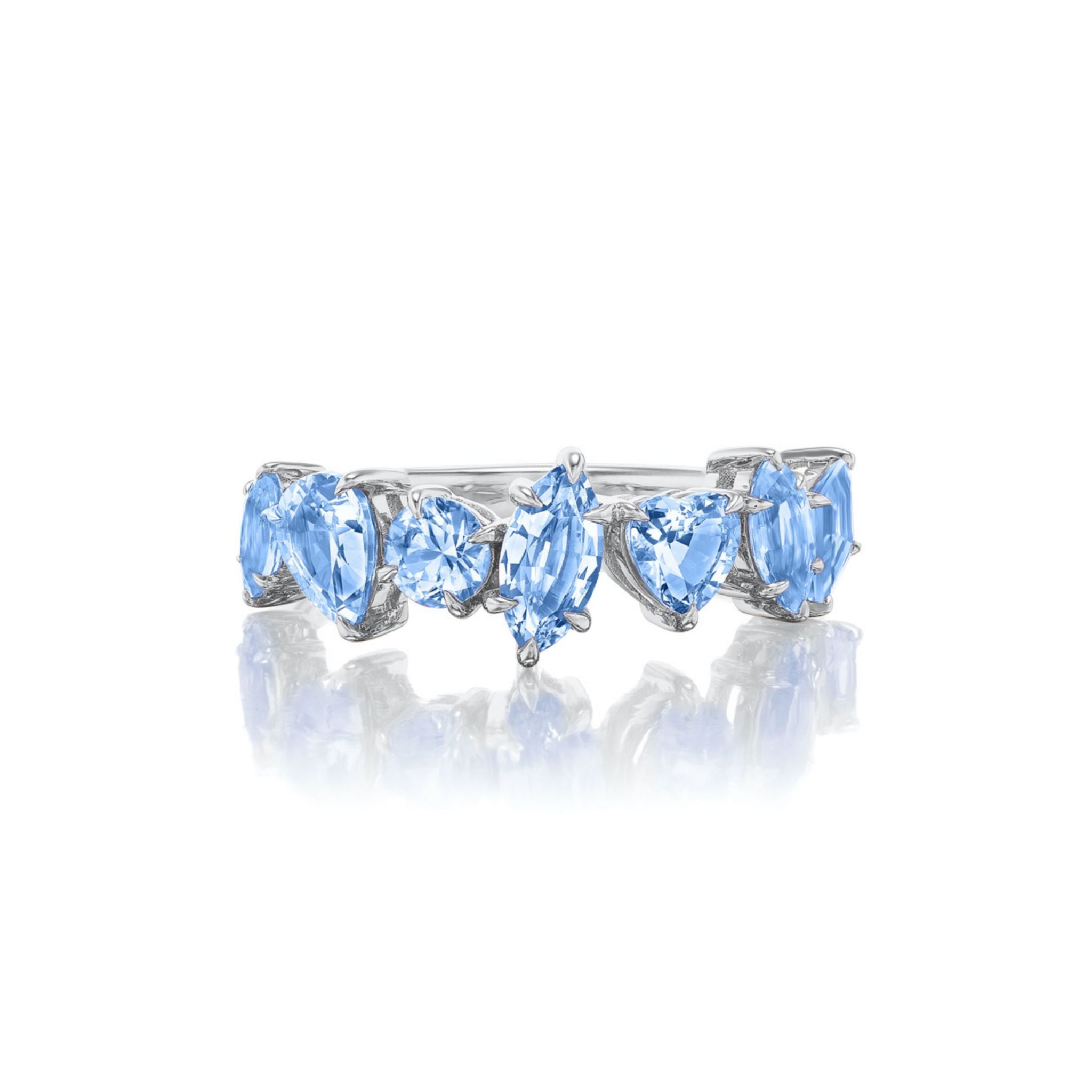 Sapphire Mixed Shape Cluster Ring