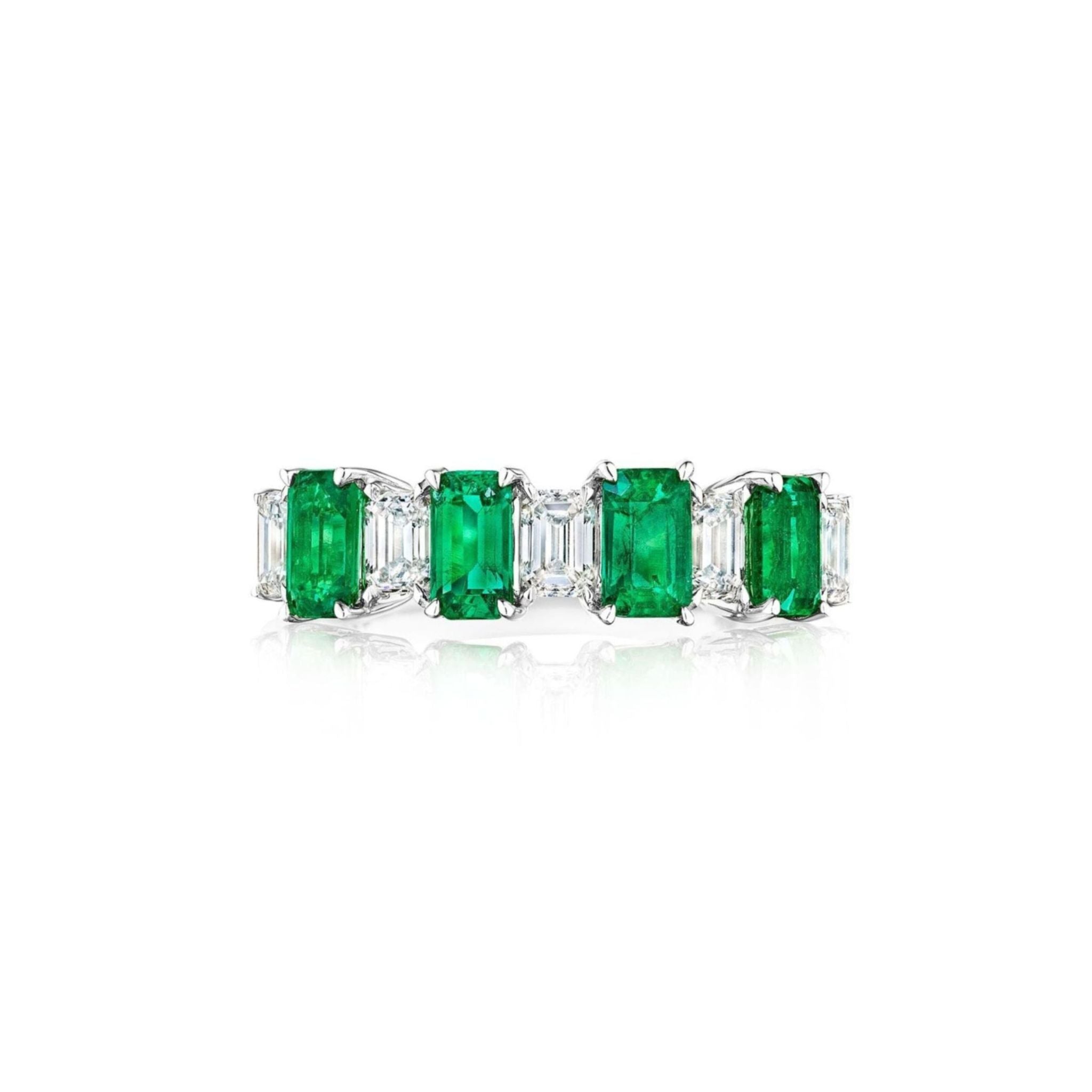 Chroma Alternating Emerald and Diamond Half Eternity Band