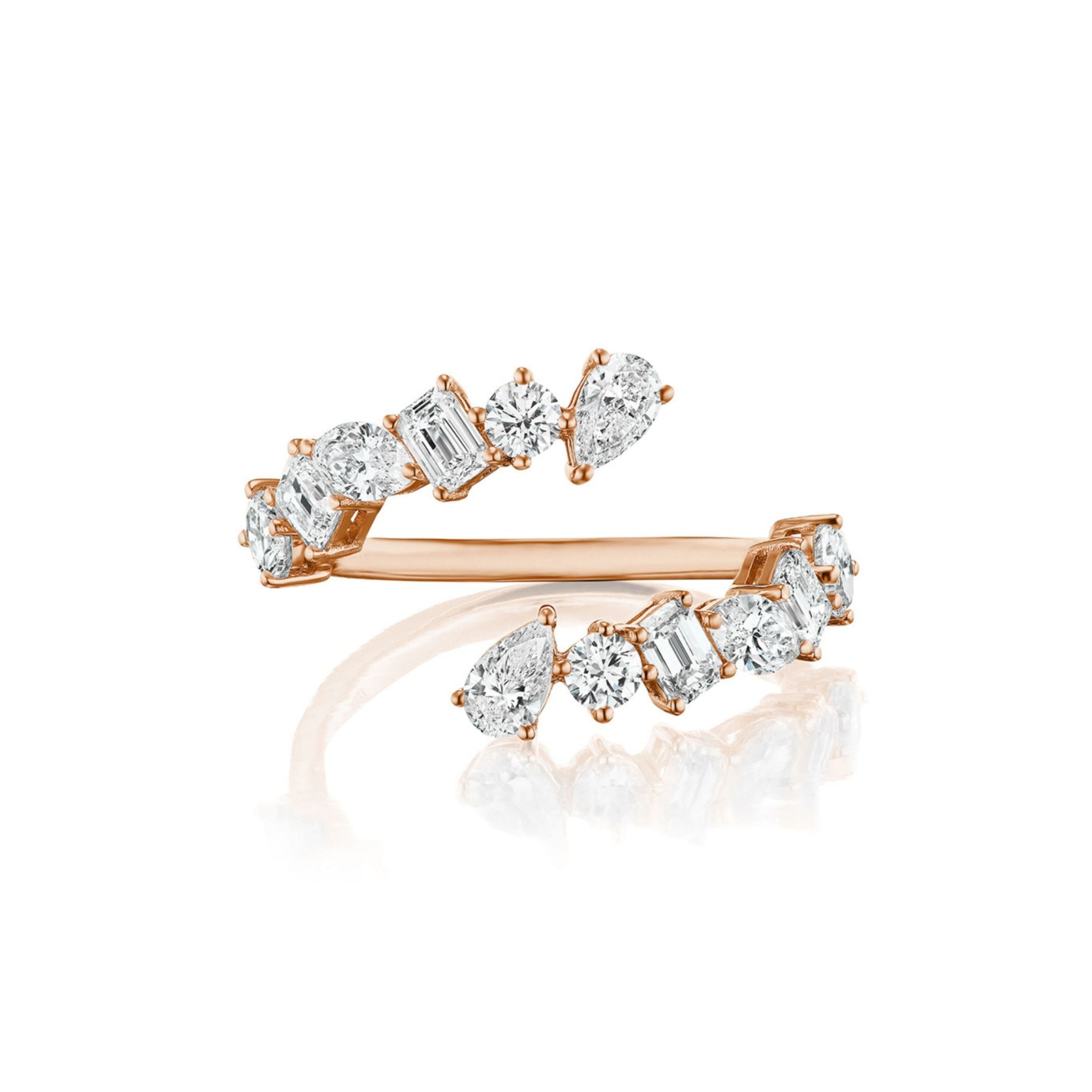 Wraparound Ring with Mixed Shape Diamonds