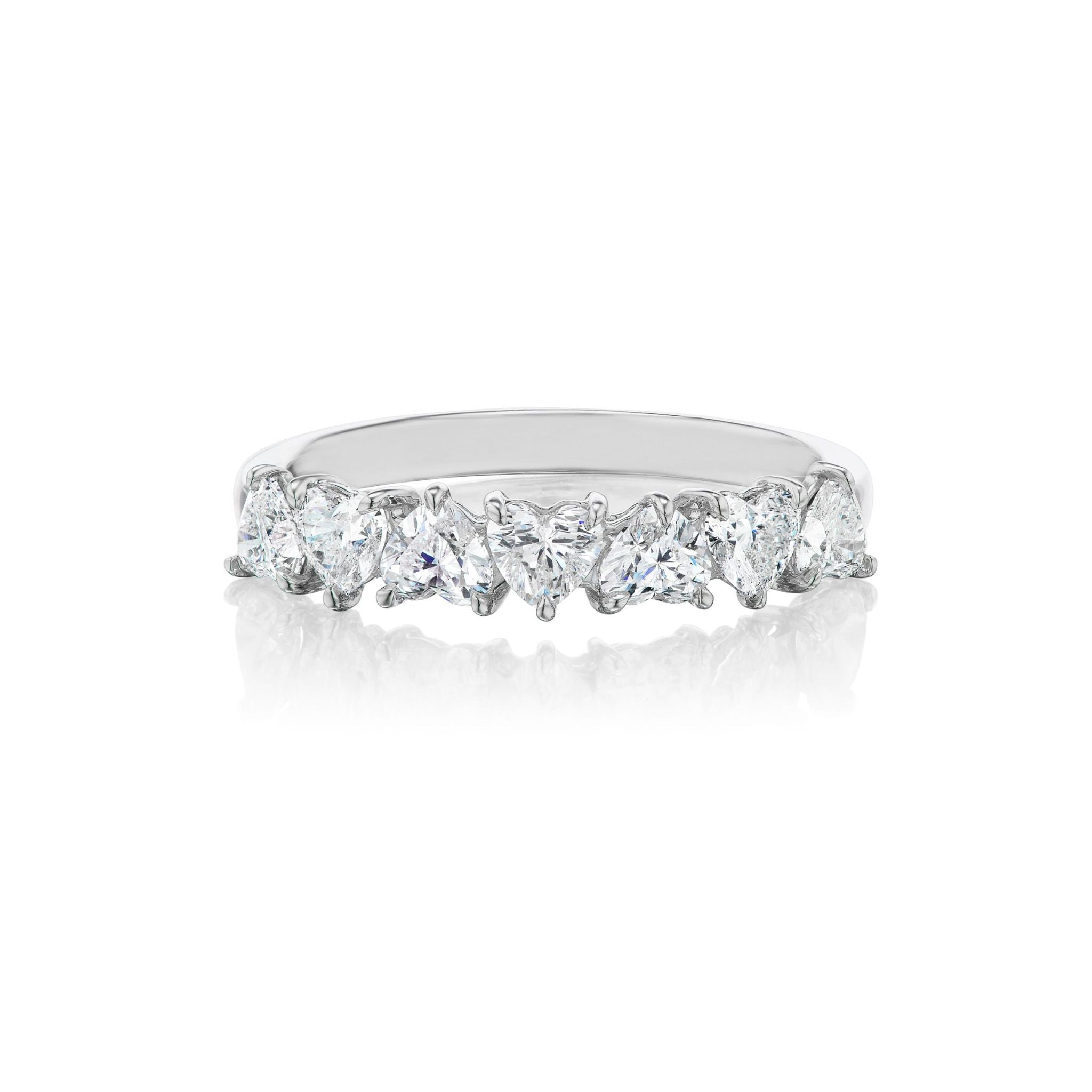 Up and Down Heart Diamond Half Eternity Band