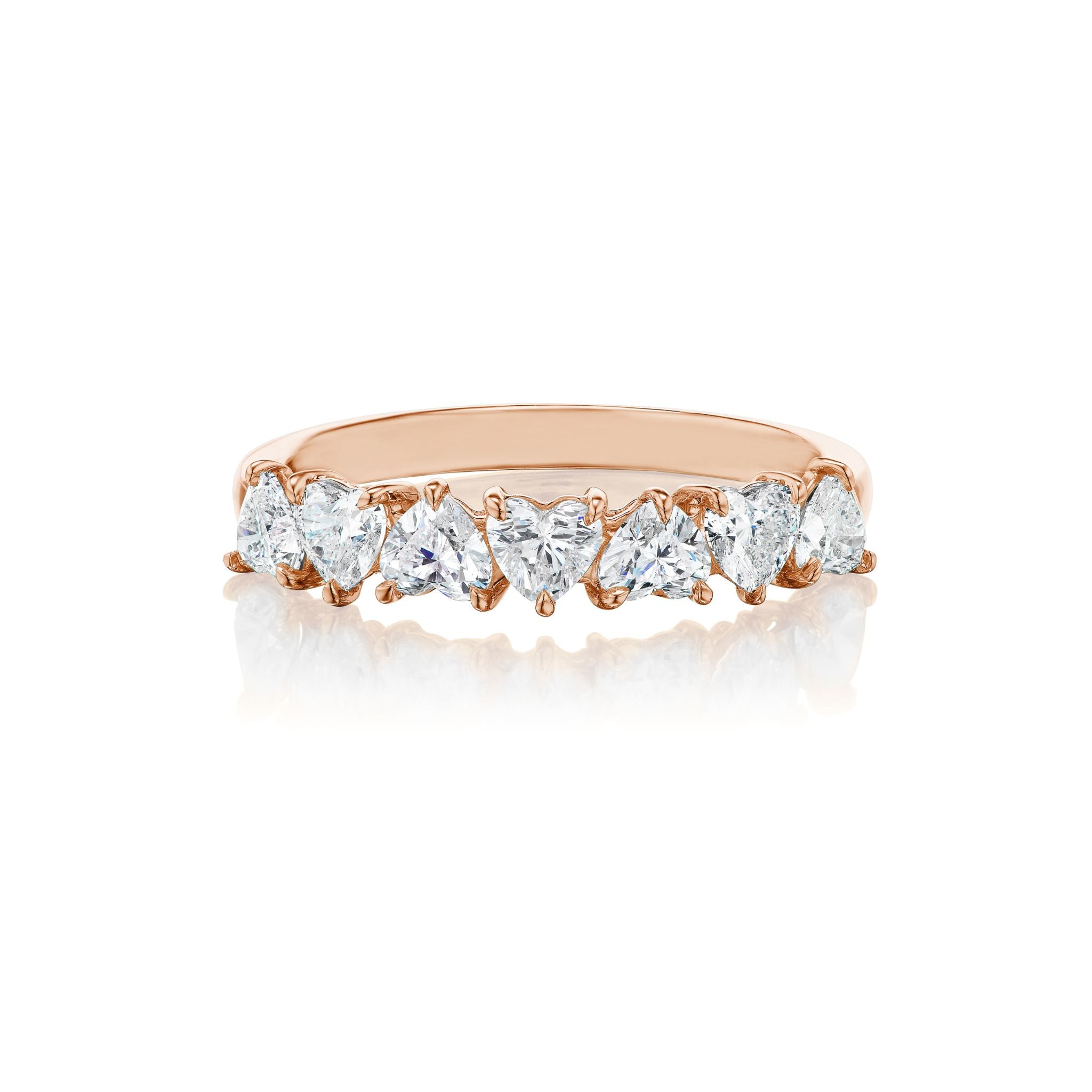 Up and Down Heart Diamond Half Eternity Band