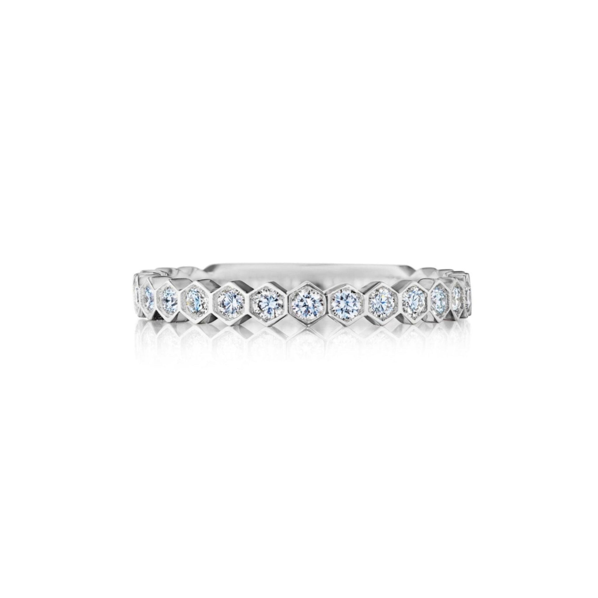 Hexagon Bezel Set Diamond Band