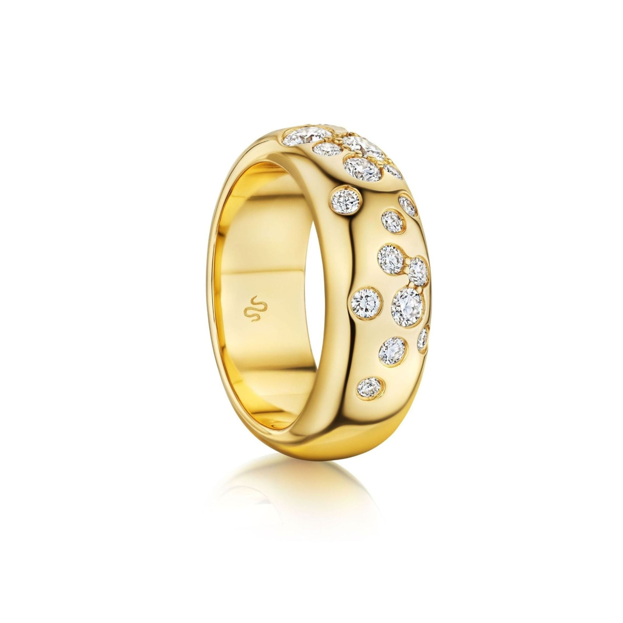 Cluster Cigar Band with Burnish Set Round Brilliant Diamonds