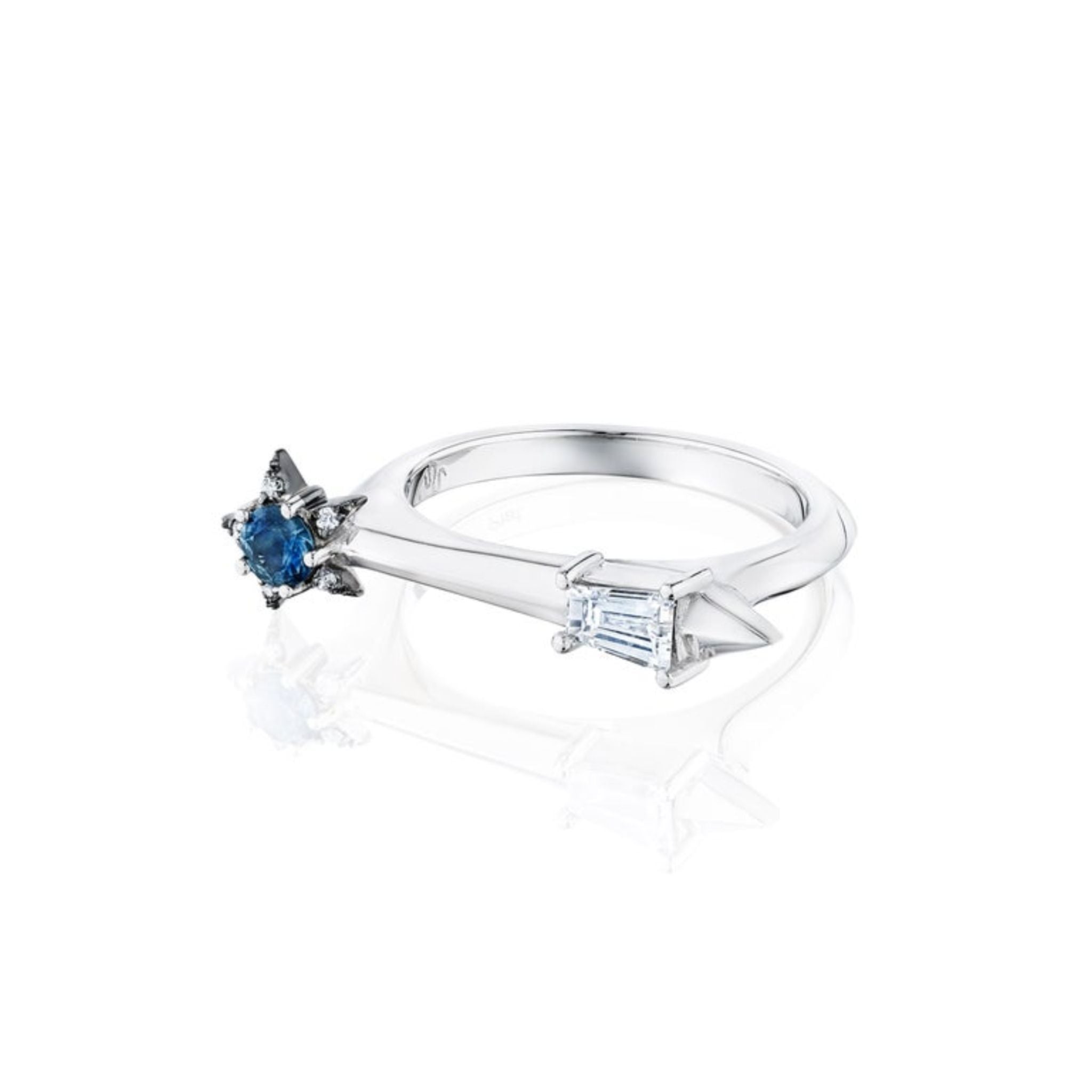 America250 Star and Baguette Sapphire and Diamond Ring in Platinum