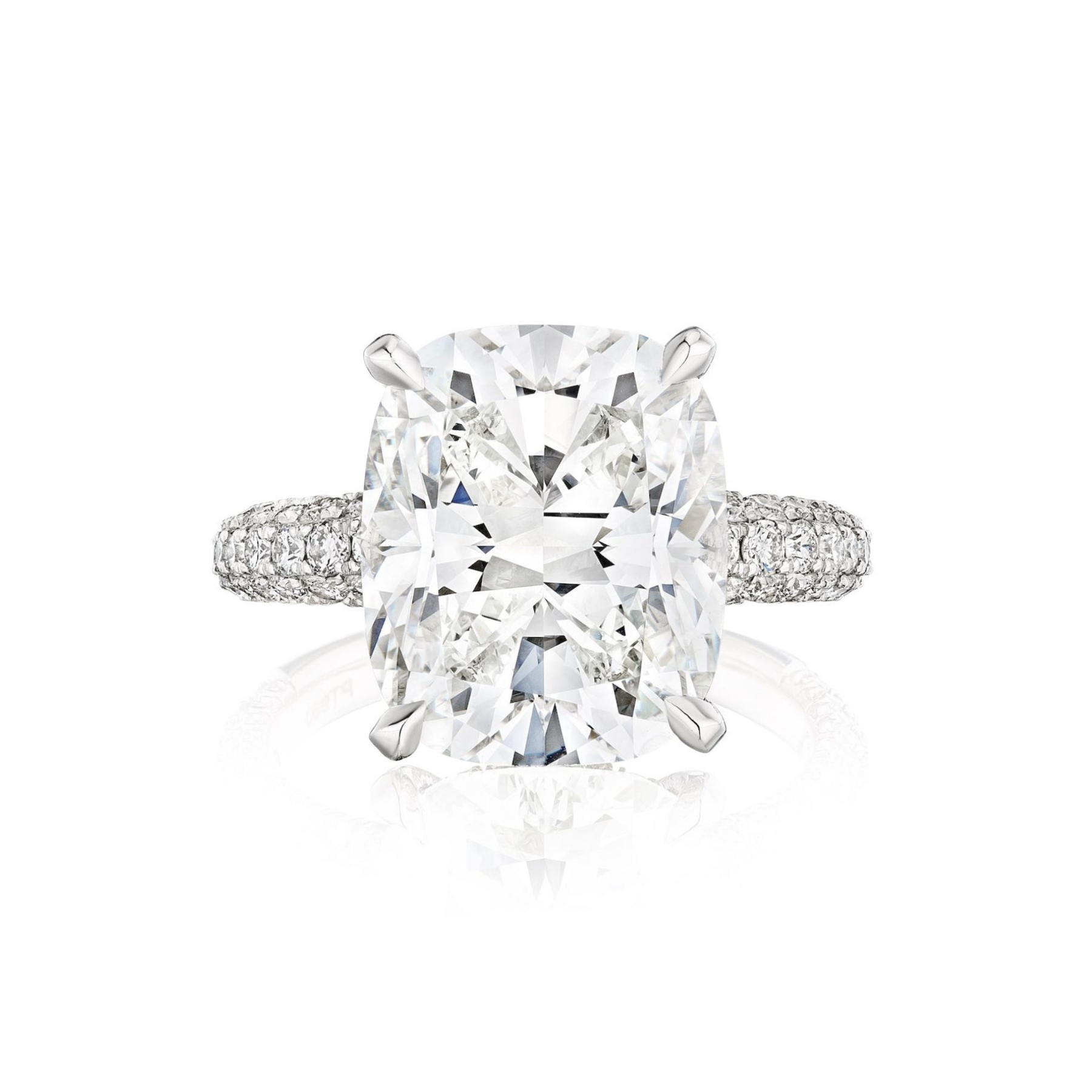 Cushion Cut Diamond Engagement Ring with Pavé Band