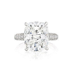 Cushion Cut Diamond Engagement Ring with Pavé Band