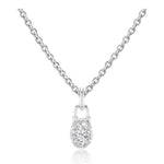 Introducing the Collet Set Locket Motif Diamond Pendant Necklace—a silver chain necklace adorned with a small, oval-shaped padlock pendant, highlighted by a sparkling diamond at its center. This elegant piece is inspired by the classic locket motif and captures the enduring allure of a diamond pendant necklace.