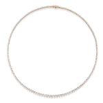A Small Graduated Round Diamond Tennis Necklace crafted in 18k gold, featuring closely set round diamonds that gracefully graduate in size along the entire length for a full, sparkling effect.
