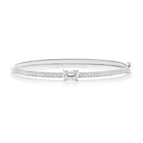 East-West Set Emerald Cut Diamond Pavé Bangle