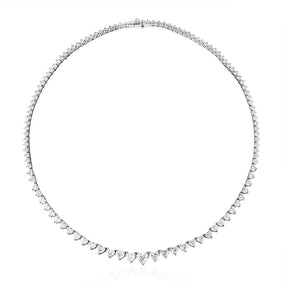 Graduated Heart Diamond Tennis Necklace in White Gold
