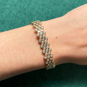 Multi-Tier Hexagon Bezel Set Tennis Bracelet in Yellow Gold
