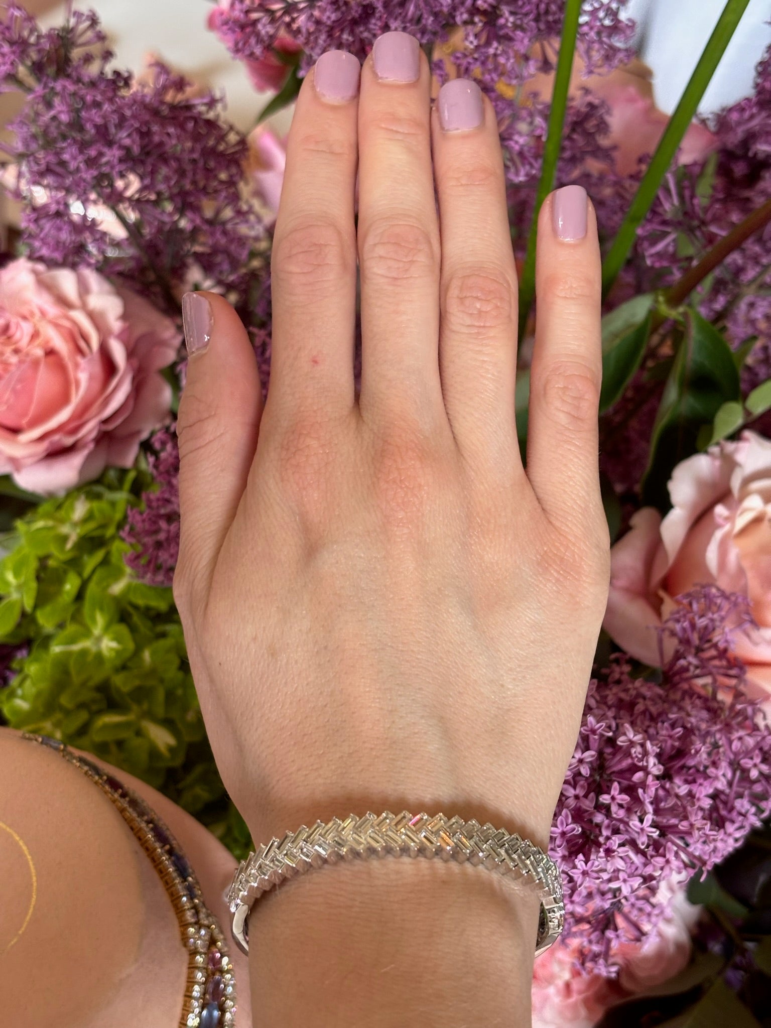 Chevron Baguette Diamond Bangle in White Gold