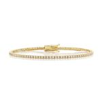 A delicate Skinny Round Brilliant Diamond Tennis Bracelet crafted in white gold, featuring a row of brilliant diamonds set in square links and finished with a secure clasp at the center.