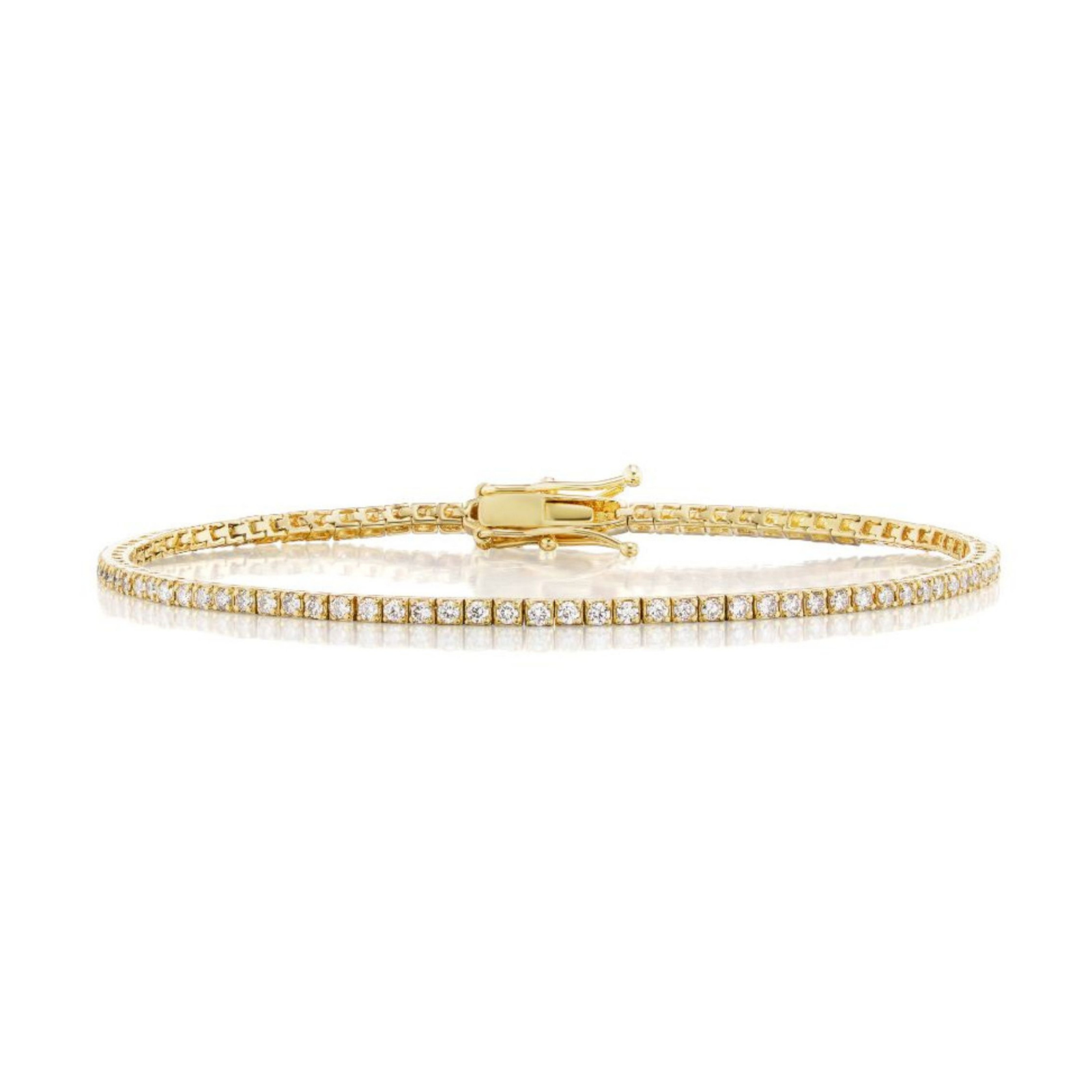 A delicate Skinny Round Brilliant Diamond Tennis Bracelet crafted in white gold, featuring a row of brilliant diamonds set in square links and finished with a secure clasp at the center.