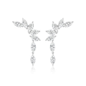 Climbing Ivy Waterfall Earrings in White Gold with Marquise Diamonds