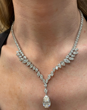 Mixed Shape Diamond Tennis Necklace in White Gold