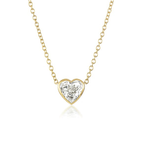 Bezel Set Heart Shape Diamond Pendant Necklace