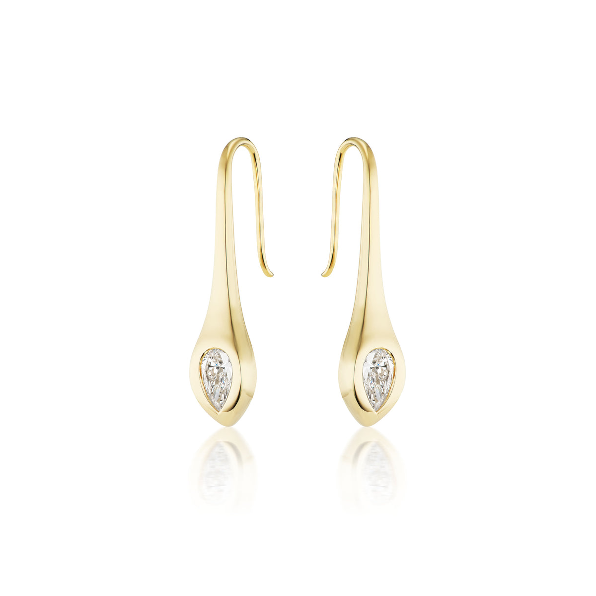 Serpent Drop Earrings in Yellow Gold with Pear Diamonds