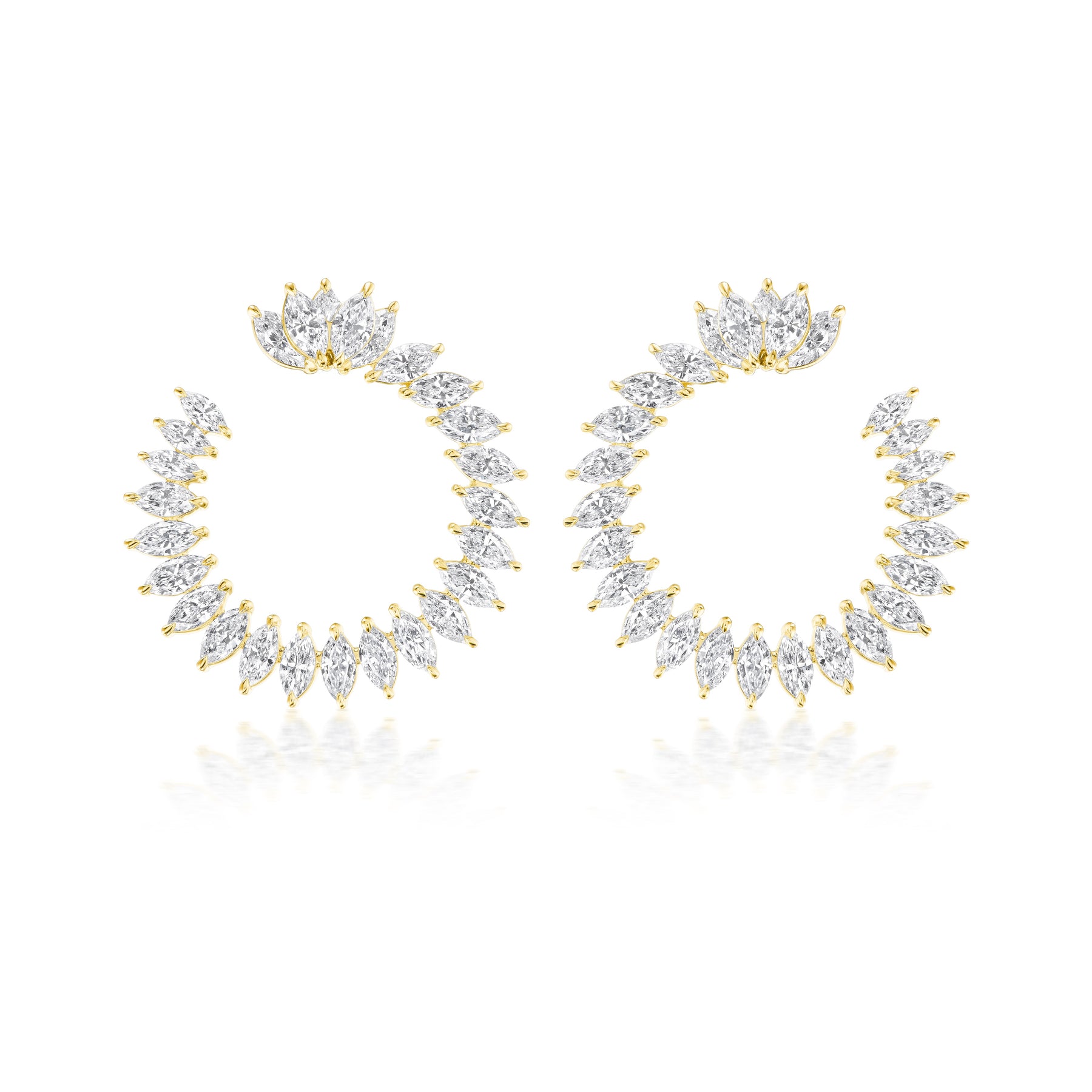 Cluster Marquise Climbing Ivy Front to Back Hoops