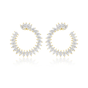 Cluster Marquise Climbing Ivy Front to Back Hoops