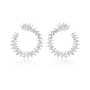 Cluster Marquise Sunshine Front to Back Hoops in White Gold