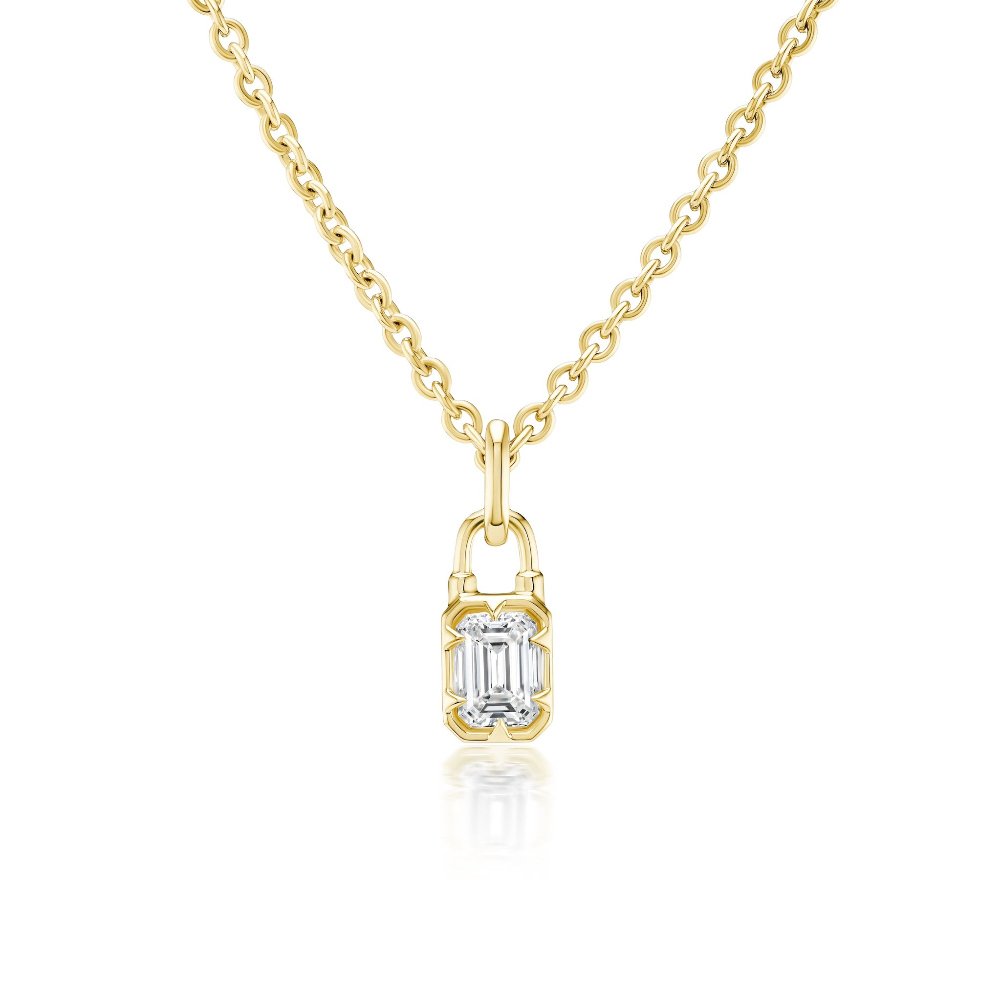 Emerald Cut Diamond Pendant Set In 18K White or Yellow Gold